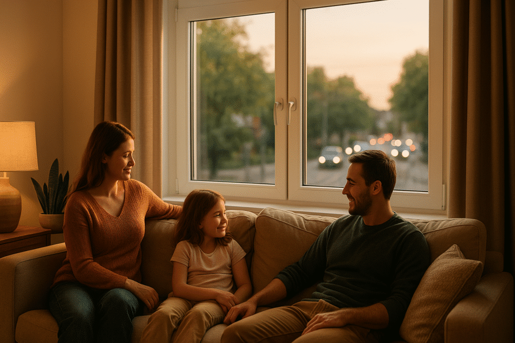 Family relaxing in the living room