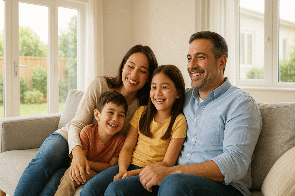Family relaxing in the living room