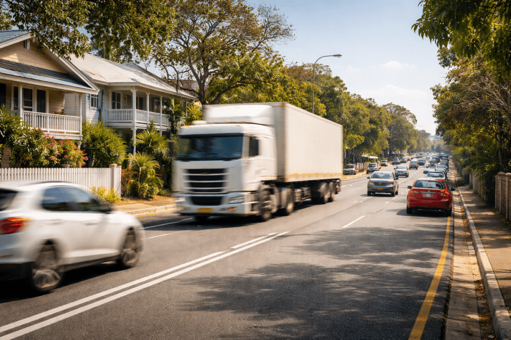 Can Secondary Glazing Reduce Noise Better Than Double Glazing? 2 Residential homes near a busy Brisbane road exposed to traffic noise.